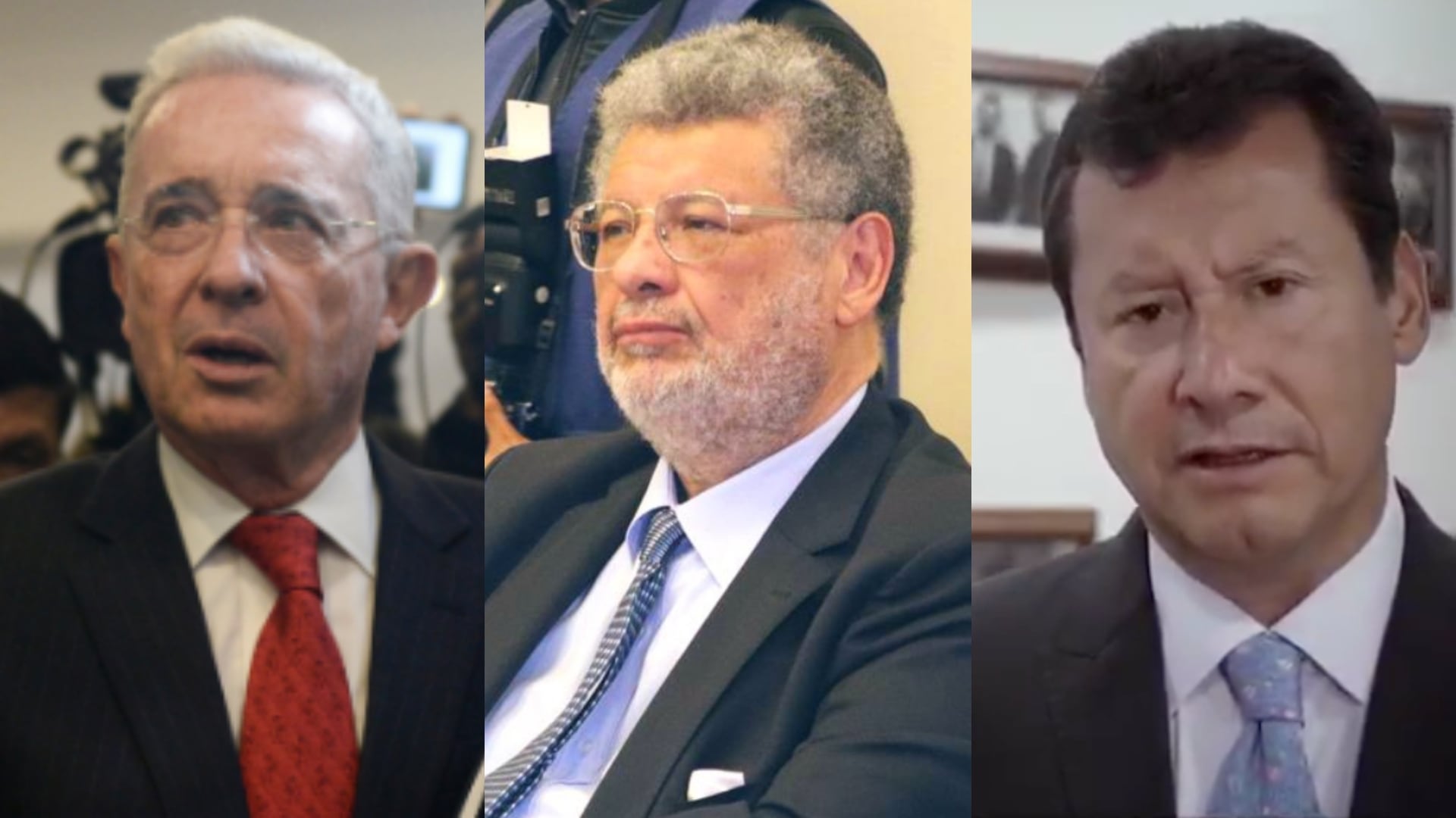 Álvaro Uribe y sus abogados Jaime Granados y Jaime Lombana.
