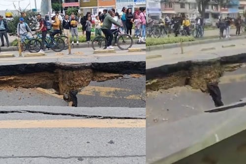 La tierra se ‘tragó’ una vía de Bogotá: Gigantesco cráter preocupó a los vecinos de importante sector de la ciudad