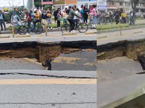 La tierra se ‘tragó’ una vía de Bogotá: Gigantesco cráter preocupó a los vecinos de importante sector de la ciudad
