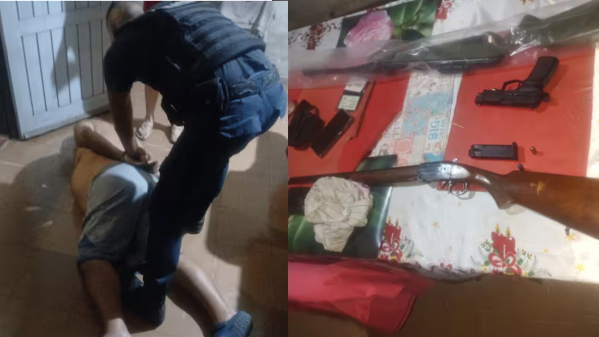 Imágenes del detenido y las armas incautadas.