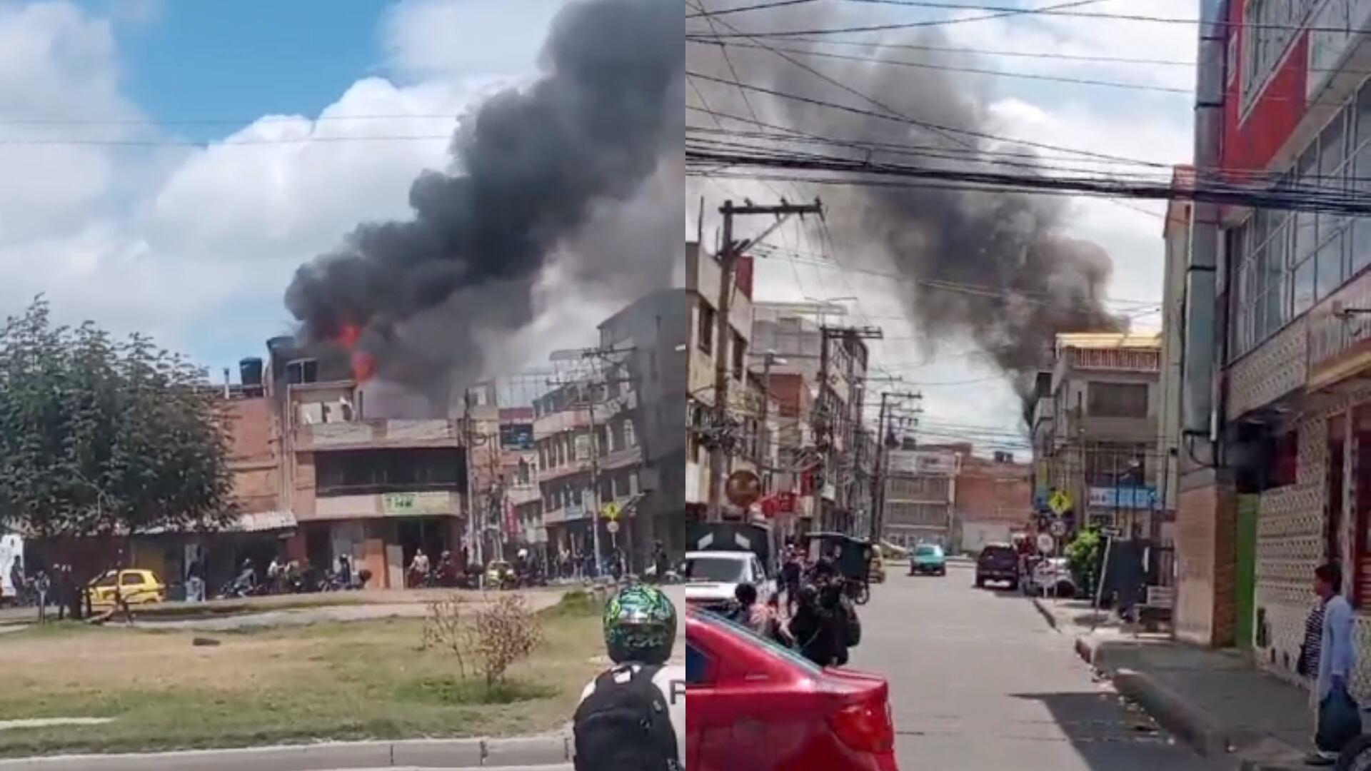 En el municipio de Soacha se presenta un fuerte incendio que es atendido por la Unidad de Bomberos.
