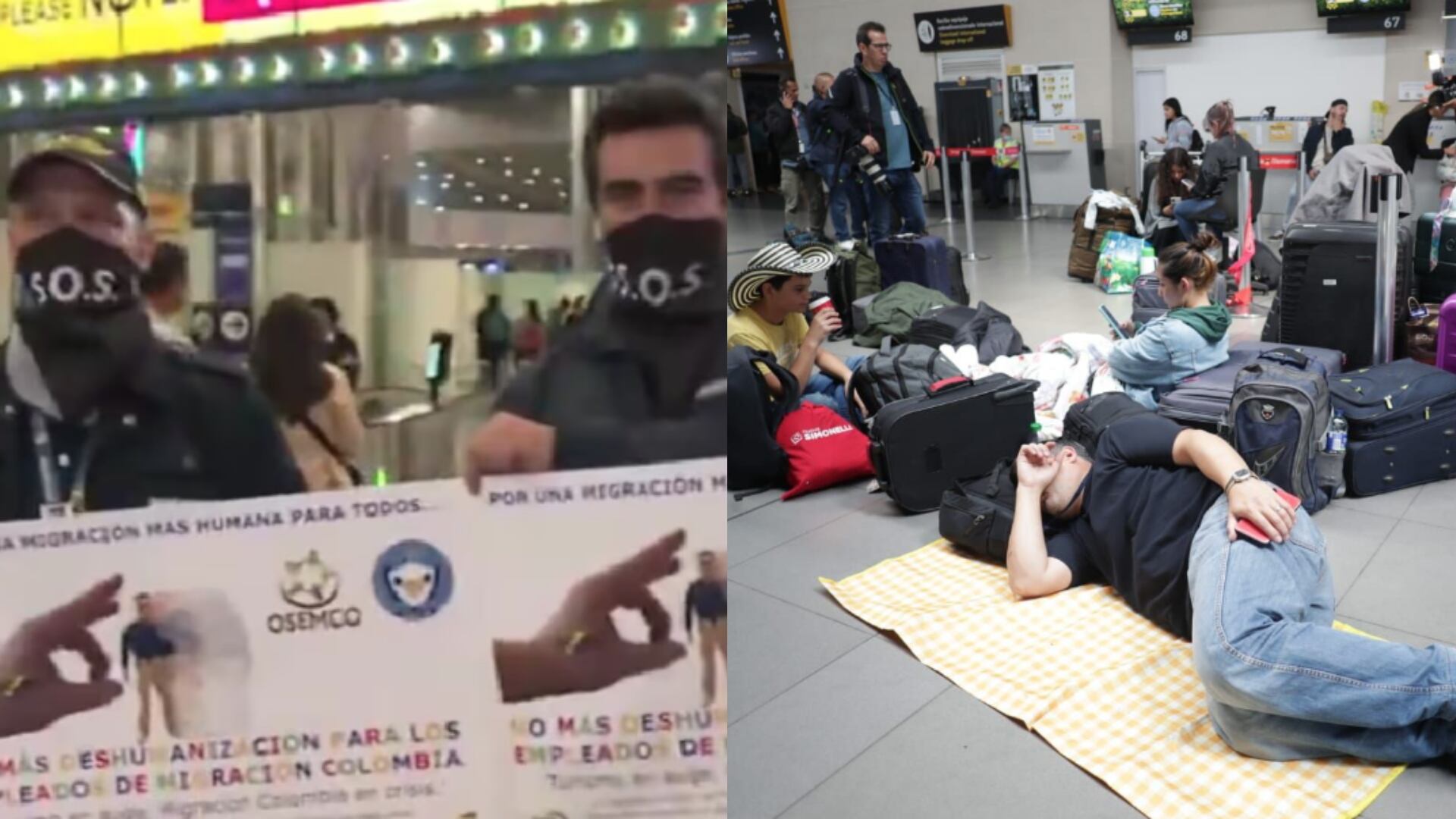 Trabajadores de Migración Colombia realizan huelga.