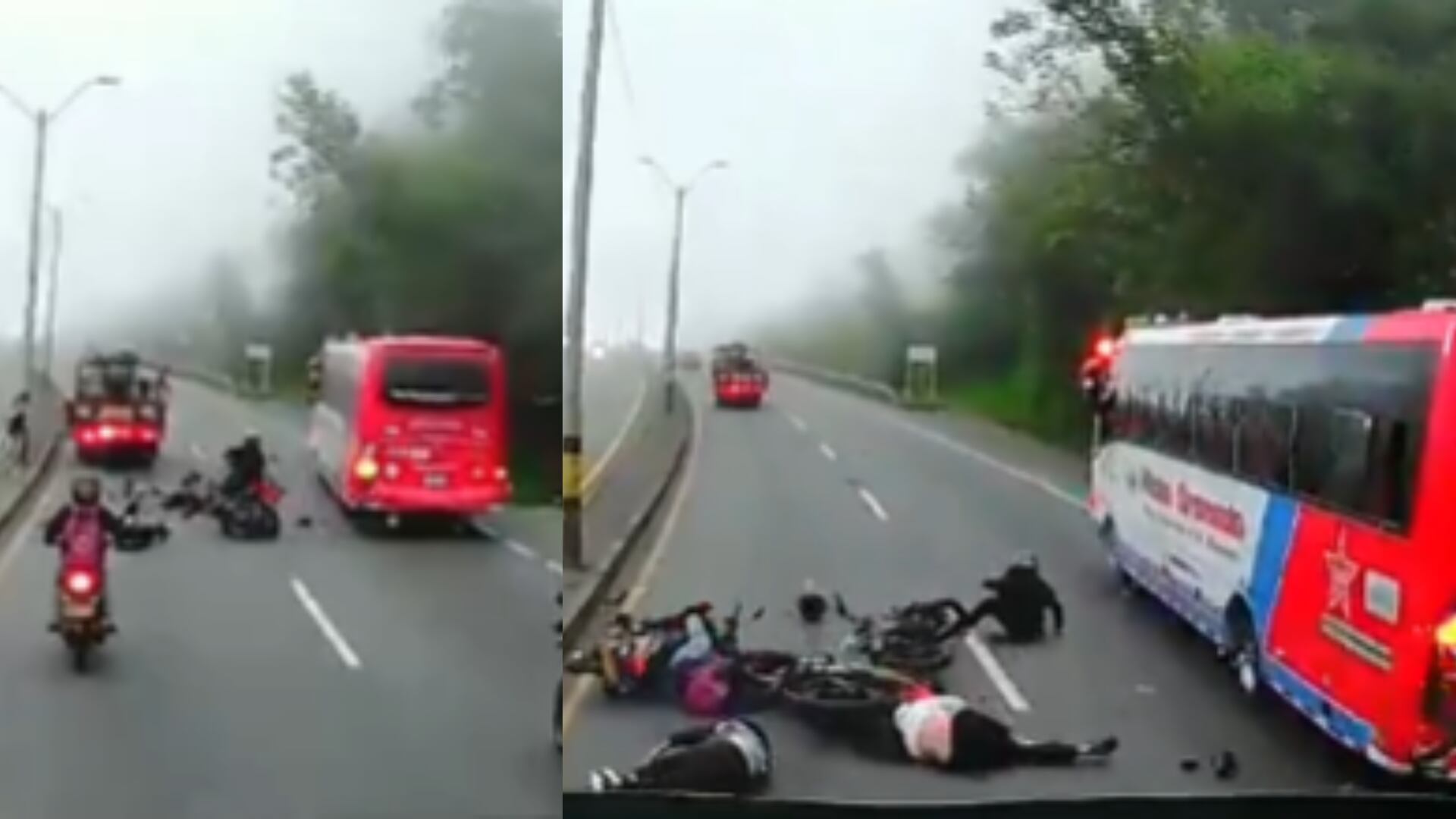 Grave accidente de tránsito en la vía Medellín - Bogotá: tres motociclistas resultaron heridos