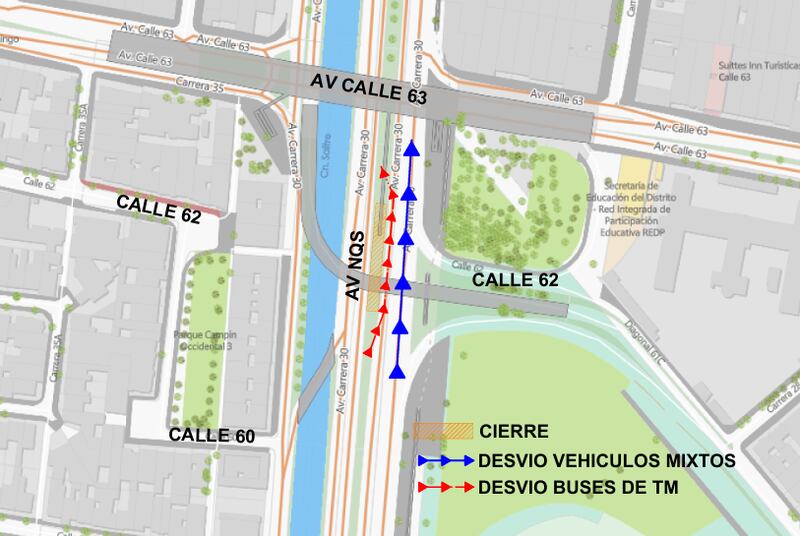 Cierre vial de la calzada de Transmilenio en la avenida NQS.