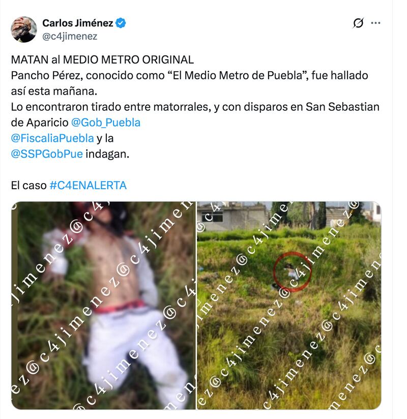 Así quedó el cuerpo de Medio Metro.