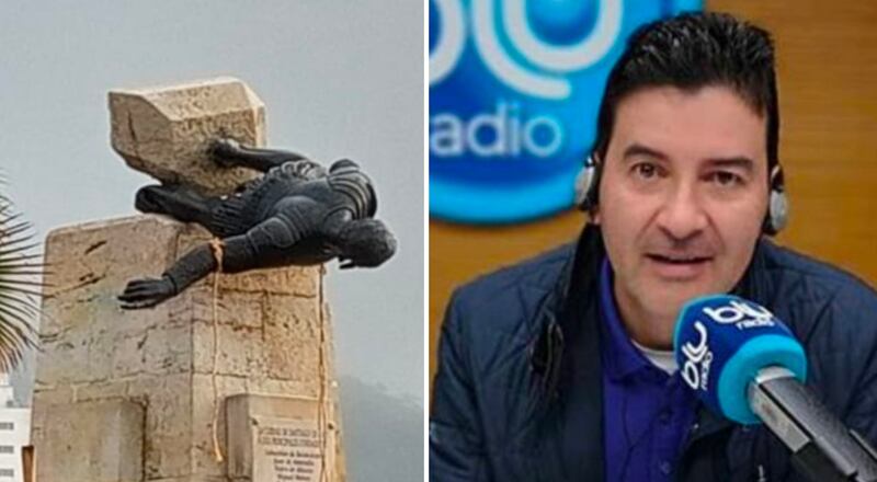 Líder indígena que tumbó la estatua de Belarcázar le tiró el teléfono a Néstor Morales